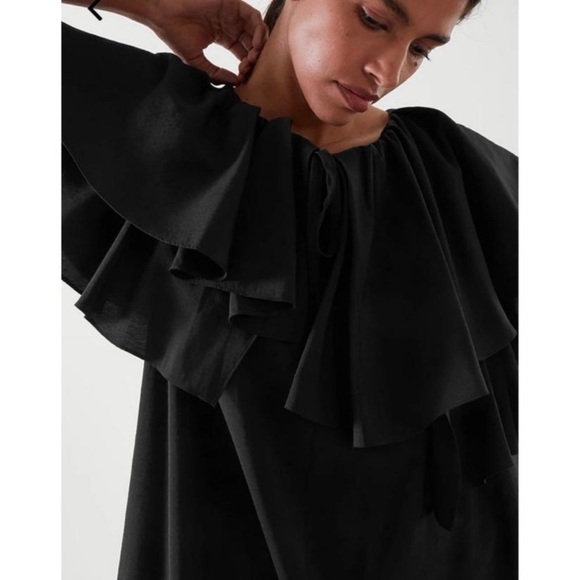 COS Ruffled Tunic Black Dress - Picture 3 of 12